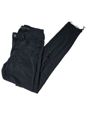 Old Navy Rockstar Mid Rise Jeans Womens Size 4 Skinny Ripped Black Denim Pants